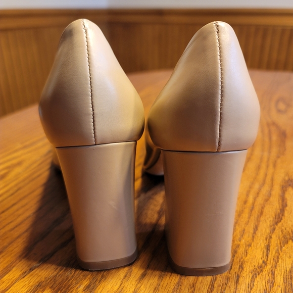 VIA SPIGA BEATRICE SQUARE-TOE LEATHER PUMPS IN NUDE 7.5M - Picture 6 of 7